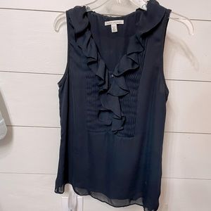 Navy sleeveless ruffle top Banana republic 8P